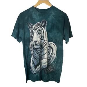Vintage The Mountain White Siberian Tiger T Shirt Adult M Medium Green SeaWorld